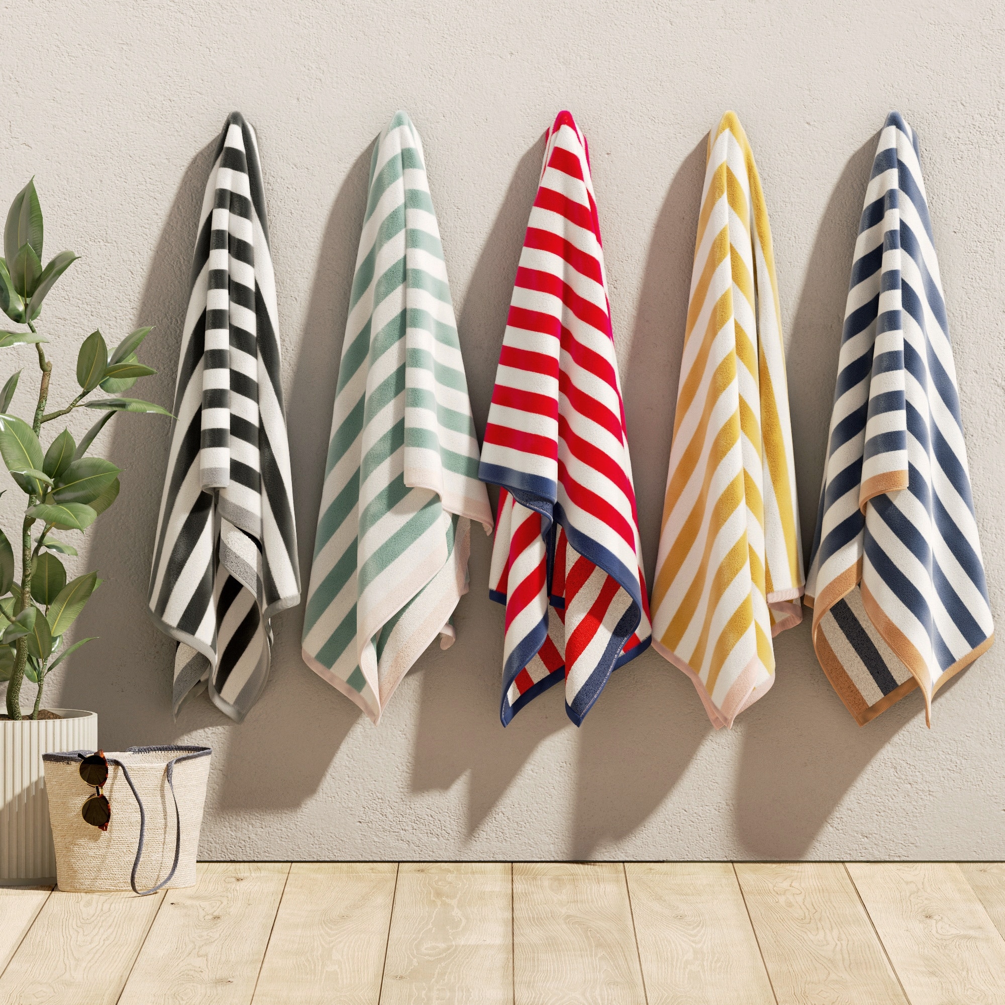 Linery & Co. Oversized Cotton Stripe Beach Towel