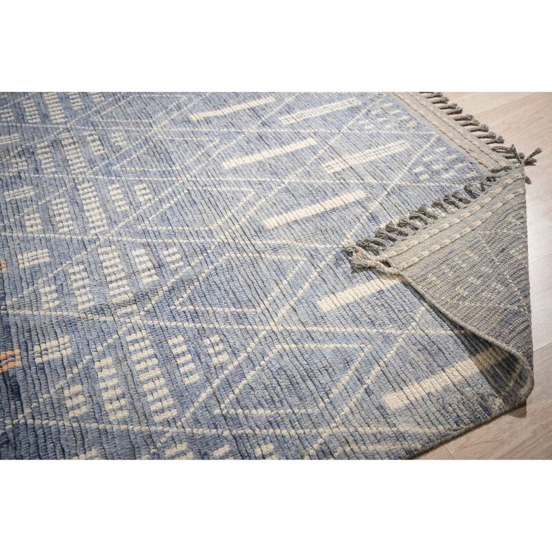Home Decor Blue Hand-Knotted Wool Contemporary Marrakech Handspun Area Rug. Elegant and Durable Rug for Enhancing Your Living Ro