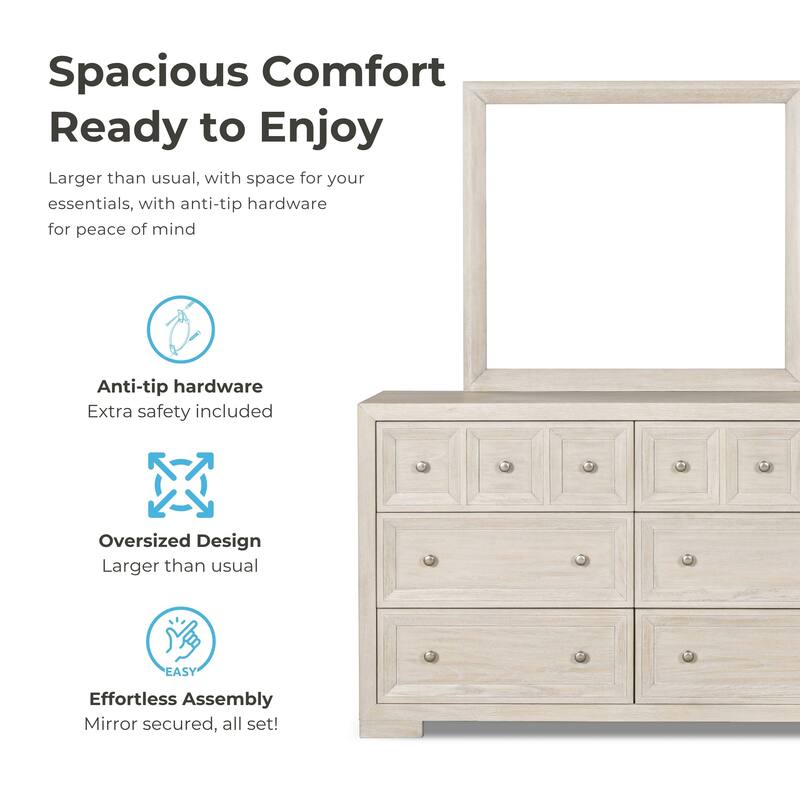 Furniture of America Durem II Modern Classic 5-Piece Solid Wood Panel Bedroom Set with 2-Drawer Oversized Nightstand