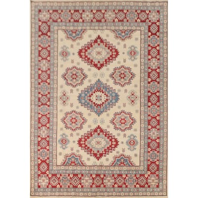 Ivory Kazak Oriental Area Rug Handmade Wool Carpet - 8'3" x 10'11"