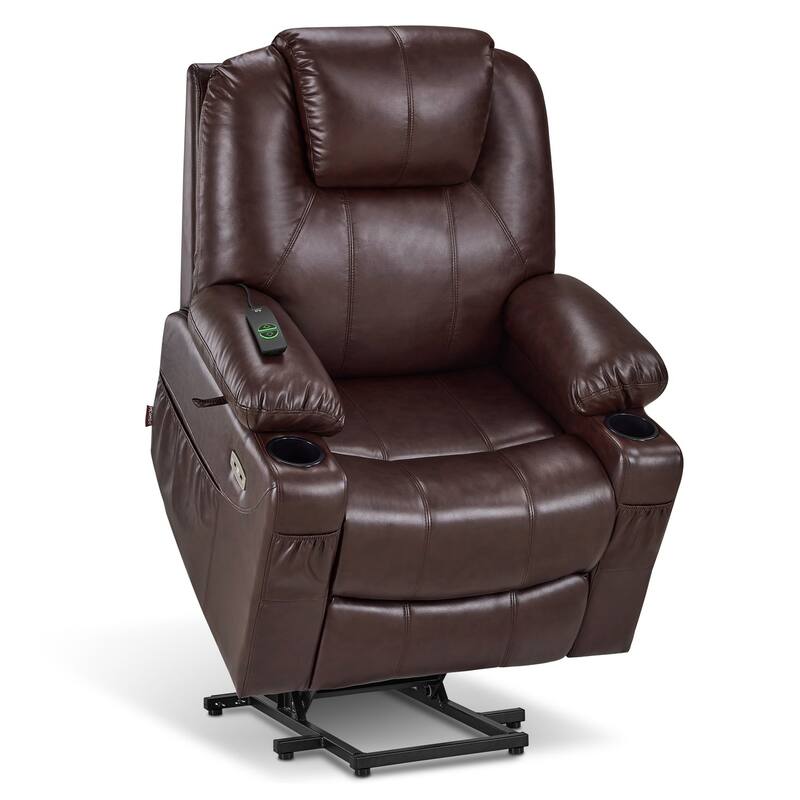 MCombo Electric Power Lift Recliner Chair Sofa with Massage and Heat, 3 Positions, USB Ports, Faux Leather 7040