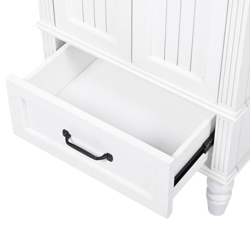 2 Doors Storage Cabinet for Bathroom, Vanity with Drawer, Magnetic Door Stopper, Semilune Ceramic Sink and Adiustable Foot Pads