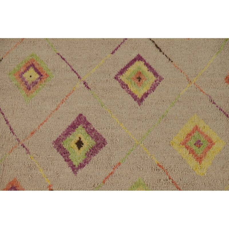 Trellis Geometric Moroccan Area Rug Handmade Wool Carpet - 5'1" x 8'4"