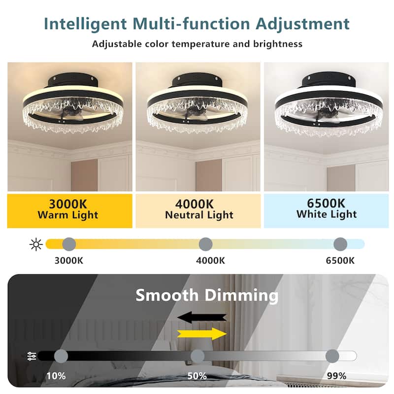 16" Modern LED Ceiling Fan with Light