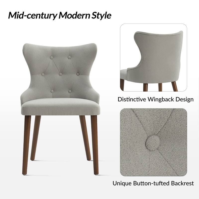 Pedro Mid-century Modern Dining Chair with Solid Wood Legs Set of 2 by HULALA HOME