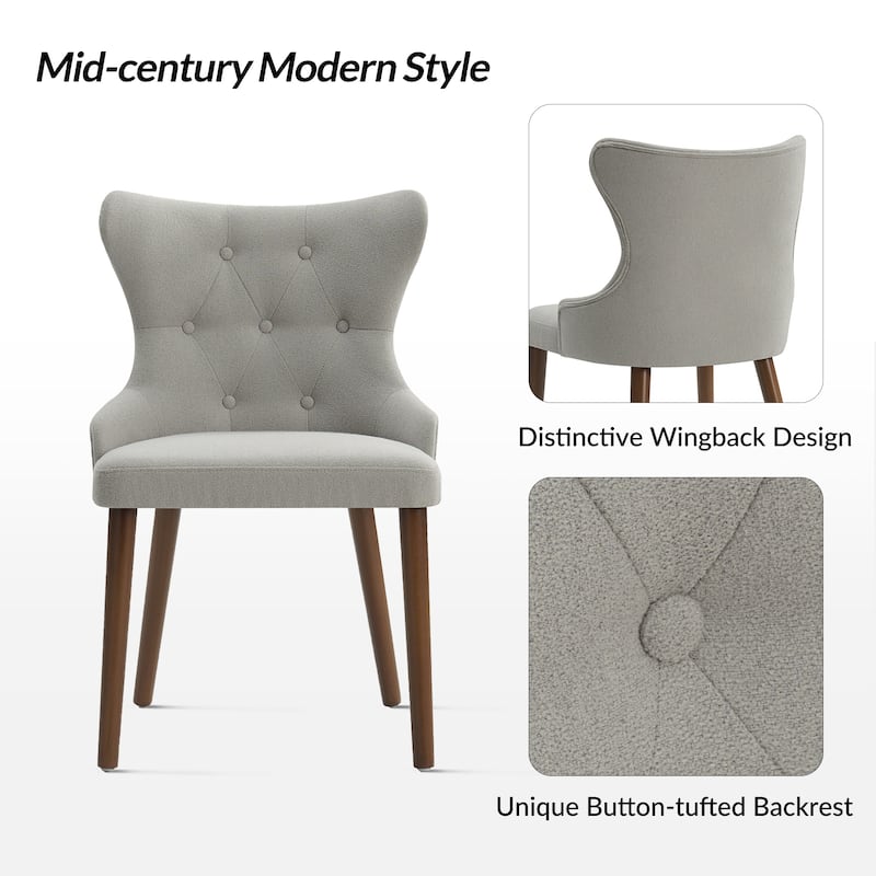 Pedro Mid-century Modern Dining Chair with Solid Wood Leg Set of 4 by HULALA HOME