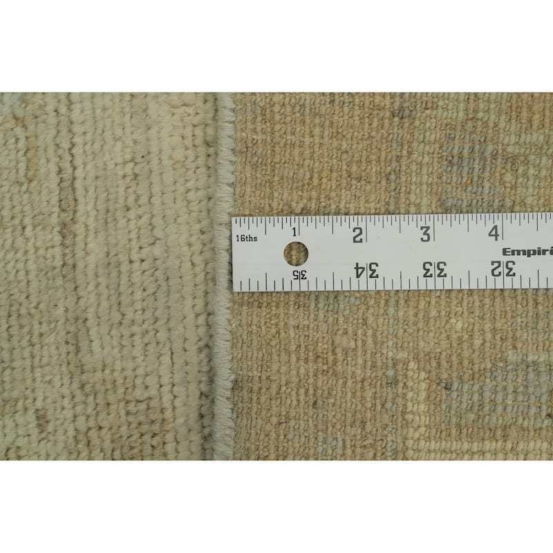 Vegetable Dye Wool Oushak Turkish Area Rug, Floral Geometric Carpet - 9' 7'' X 8' 2''