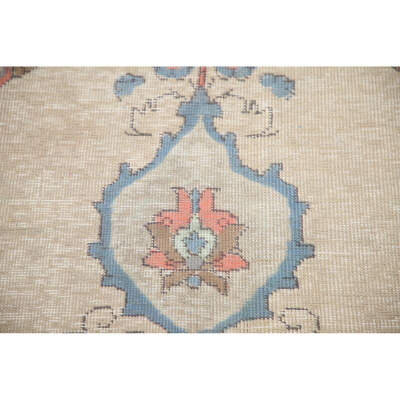 Hand Knotted Oriental 100% Wool Carpet Traditional Medallion Beige & Ivories Tabriz Area Rug - 12' 10'' X 9' 6''