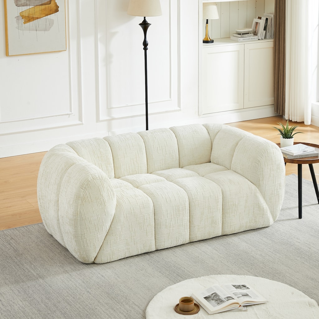 Roomfitters Chenille Pure Foam Sofa, Modern Frameless Low Profile Couch with High-Density Support for Living Room