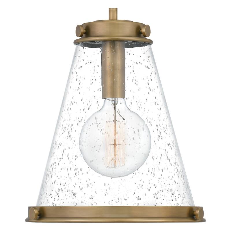 Quoizel Bristol 1-Light Industrial Mini Pendant with Seeded Glass