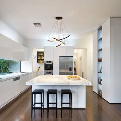 LED Tiered Linear Design Pendant Light, Classic Semi Flush Mount Chandelier for Dining Room Living Room Bedroom Kitchen - 1