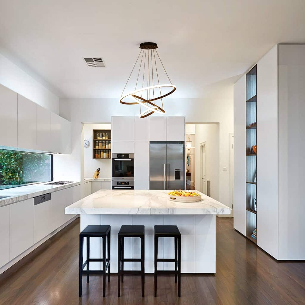 LED Tiered Linear Design Pendant Light, Classic Semi Flush Mount Chandelier for Dining Room Living Room Bedroom Kitchen - 1