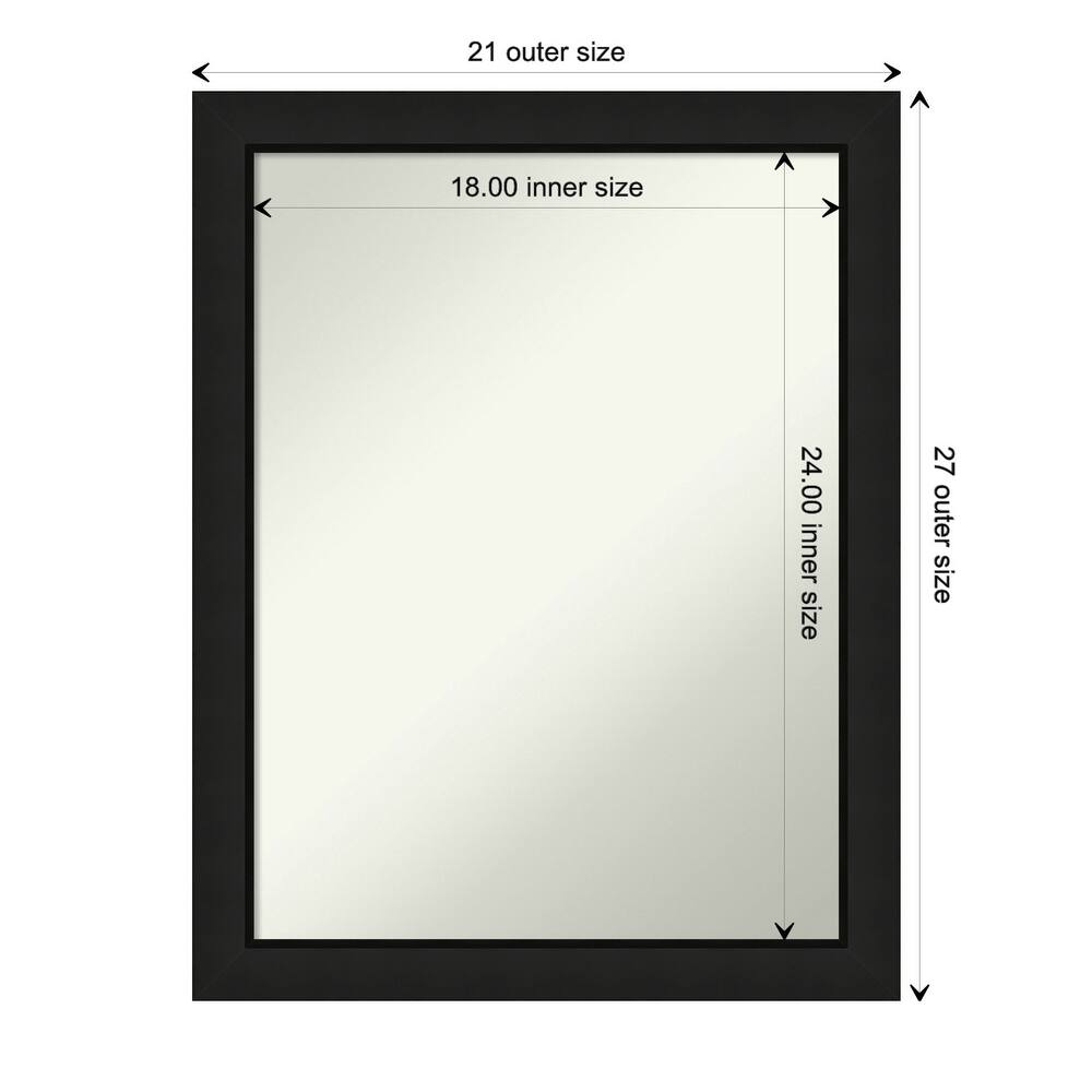 Midnight Black Narrow Non-Beveled Wood Framed Bathroom Vanity Wall Mirror - Midnight Black Narrow