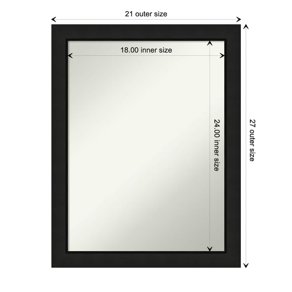Midnight Black Narrow Non-Beveled Wood Framed Wall Mirror - Midnight Black Narrow