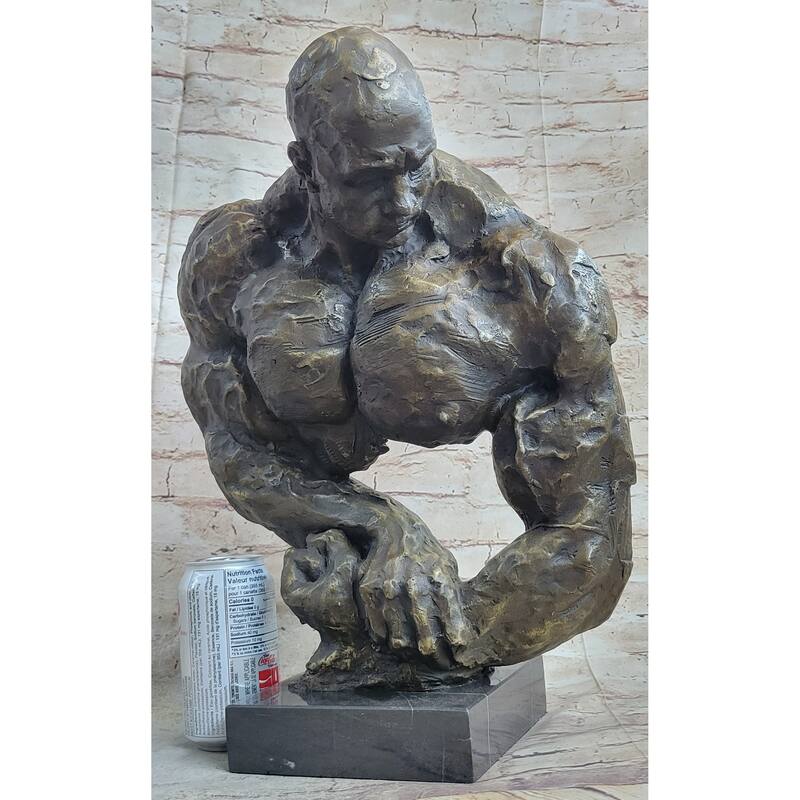 Bodybuilder Muscle Man Muscular Male Torso Abstract Bronze Statue Sculpture Trophy