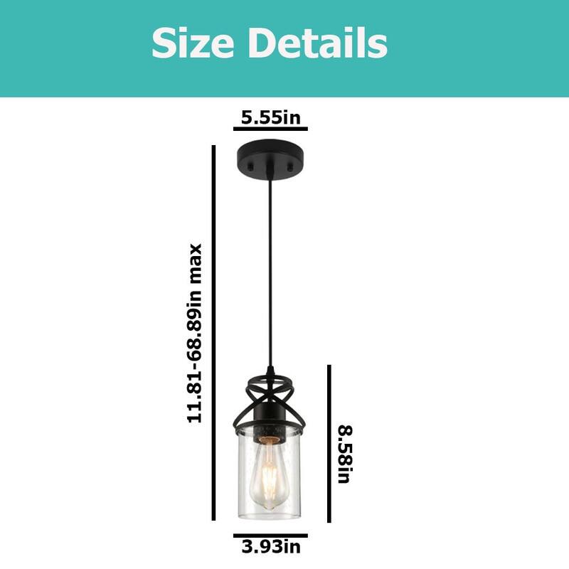 E26 socket hanging light black island lights glass, metal pendant lighting