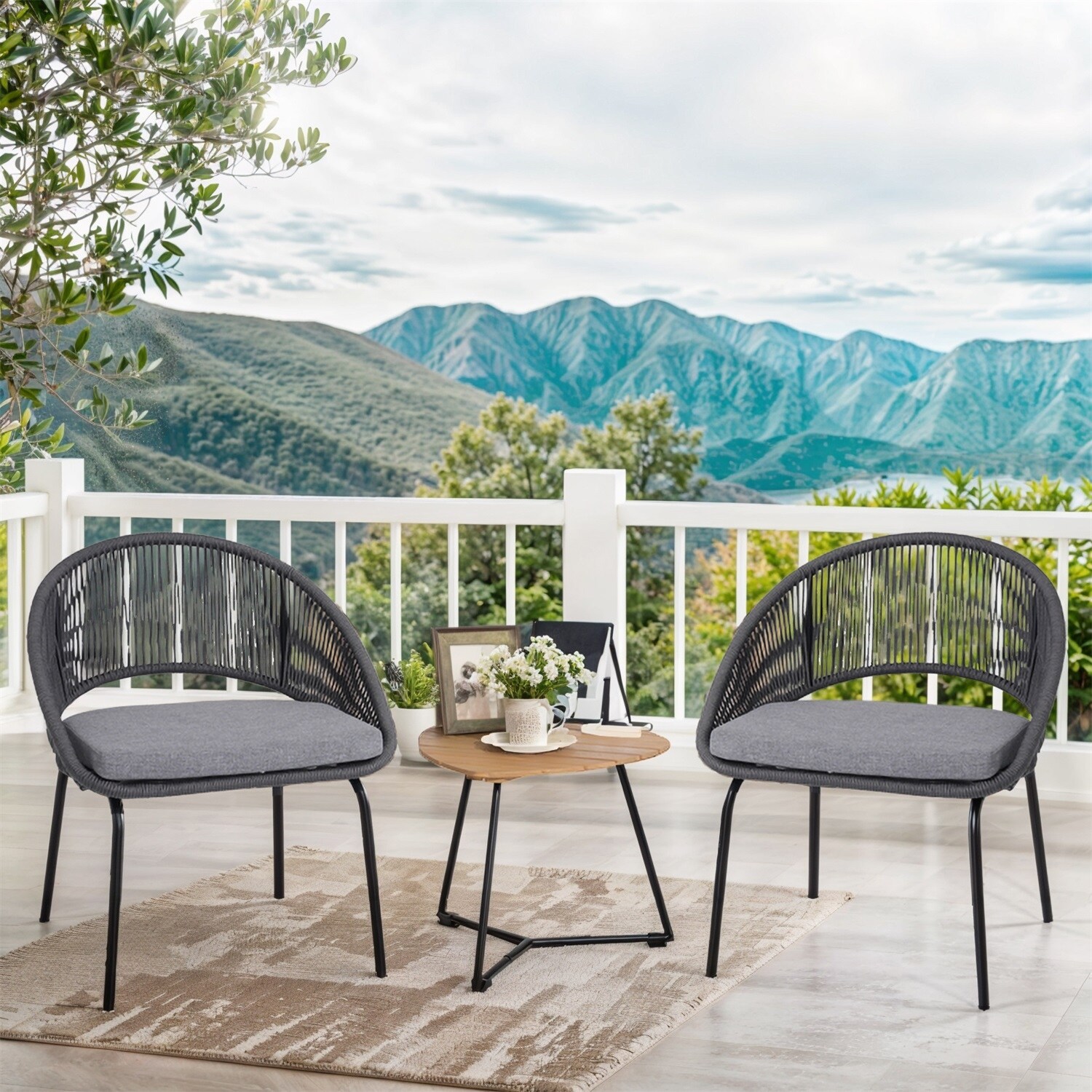 3 Piece Patio Bistro Set Wicker Outdoor Patio Set with Coffee Side Table Rattan Conversation Set for Balcony Lawn Garden Bed Bath Beyond 38363174