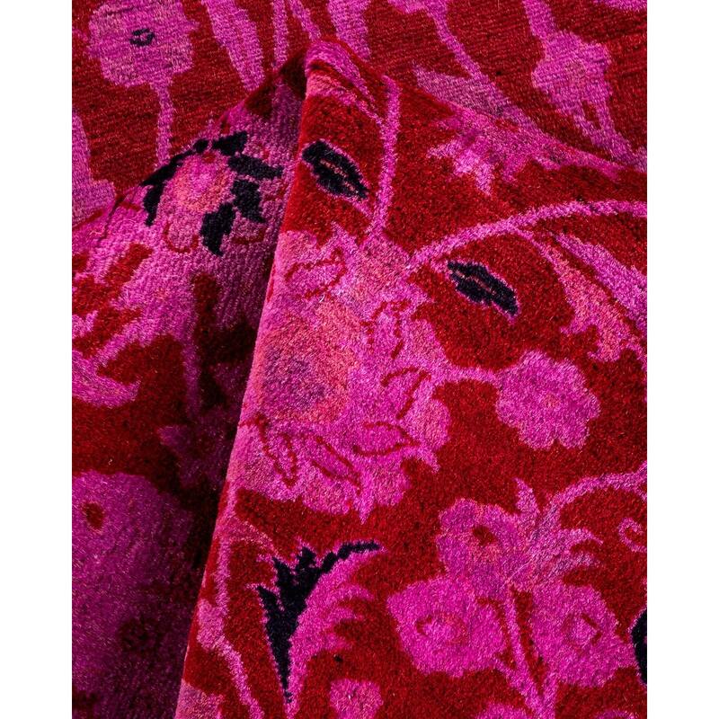 Overton Hand Knotted Wool Vintage Inspired Modern Contemporary Overdyed Pink Area Rug - 3' 1" x 5' 1"