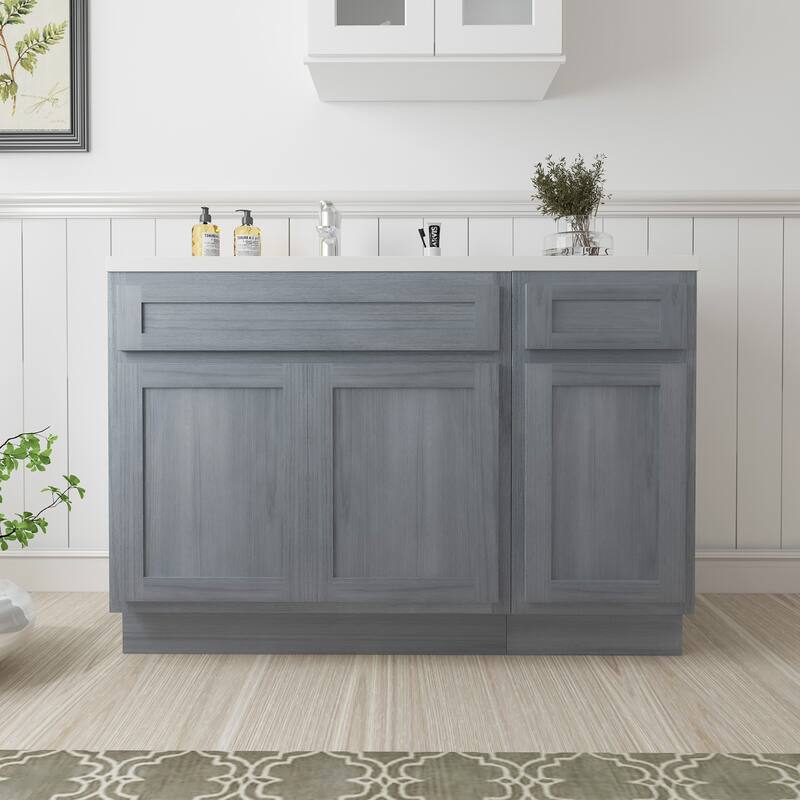 Vanity Art 45" Oak Freestanding Bathroom Vanity Cabinet without Top - Silver