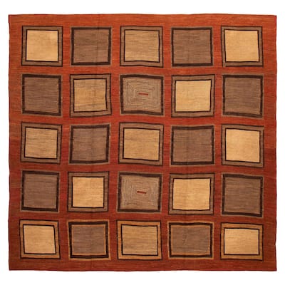 ECARPETGALLERY Flat-Weave Lahor Finest Copper Wool Tapestry Kilim - 13'1 x 12'6