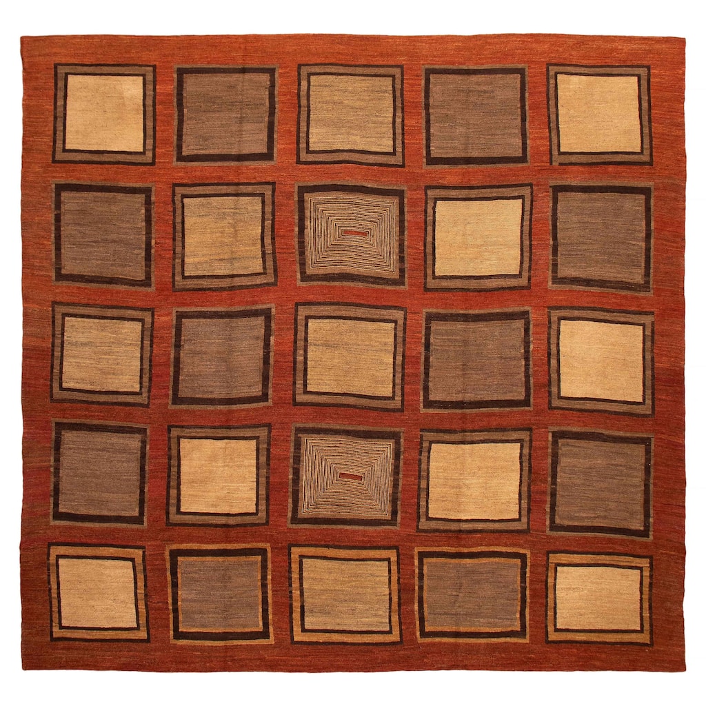 ECARPETGALLERY Flat-Weave Lahor Finest Copper Wool Tapestry Kilim - 13'1 x 12'6