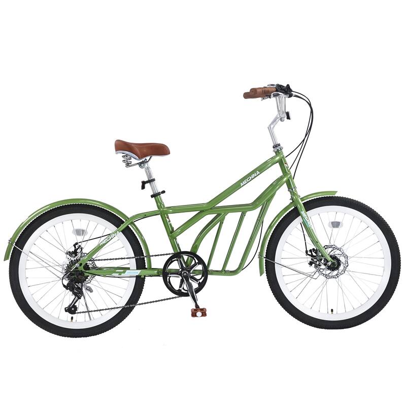 24 Inch Comfort Bike Urban Commuter Bicycles, 6 Speed Road Bicycles w/Dual Disc Brakes, Steel Frame for Teens, 16 Years and Up