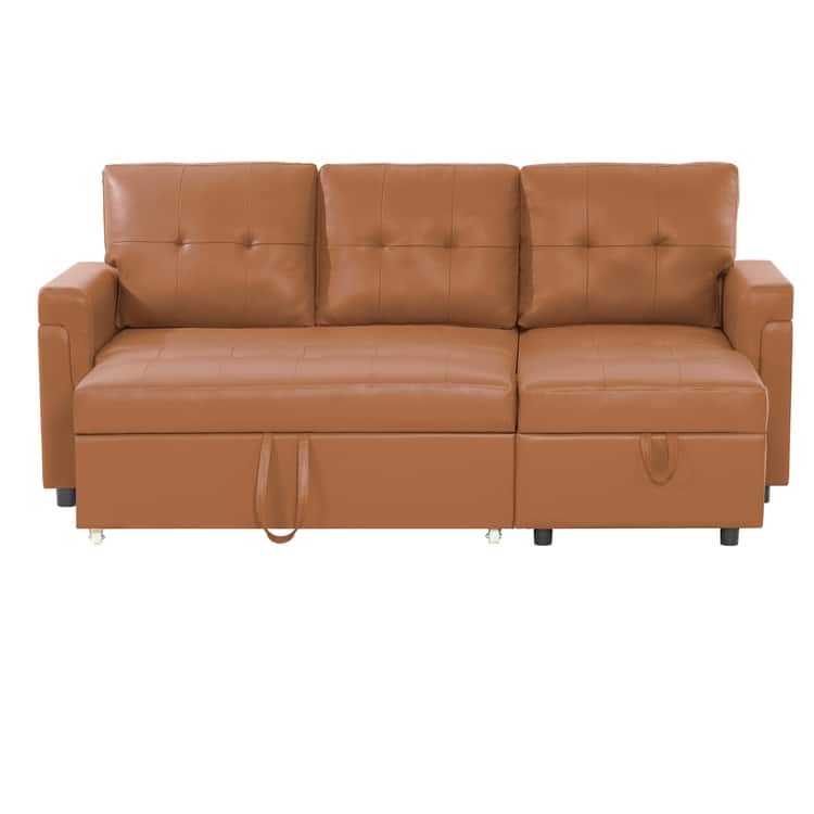 Reversible Sectional Sofa with Pull-Out Sleeper Bed, Hidden Storage Chaise, Durable Legs,