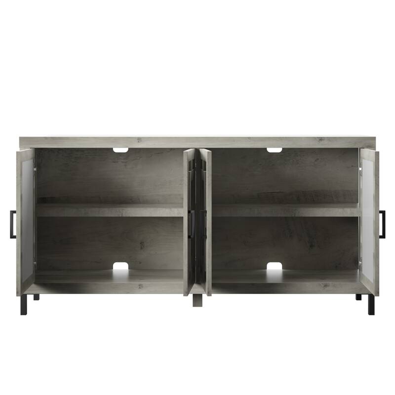Sideboard with Geometric Mirrored Doors