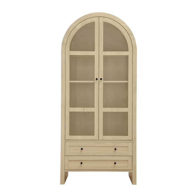 Wood Storage Cabinets with Magnetic Door Catcher, Tall Arched Kitchen Cabinet, Display Cabinet with Adjustable Shelves
