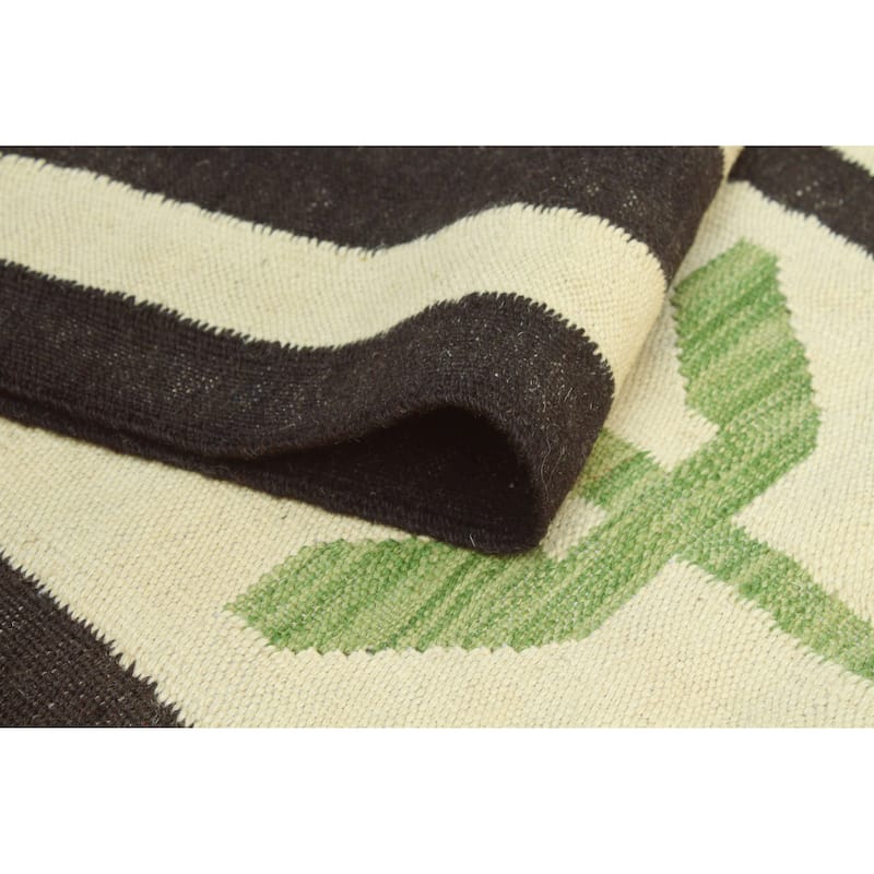 Modern Flatweave Macy Gold/Ivory Rug - 6'5" x 10'0"