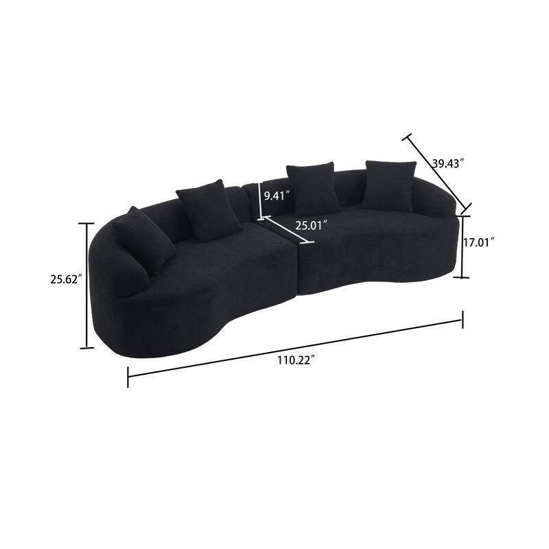 Modern Minimalist 3-Seater Frame-Free Compressed Chenille Upholstered Sectional Sofa