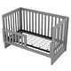 preview thumbnail 6 of 7, Gray Convertible Crib/Full Size Bed with 3 Layers Changing Table, Adjustable Height and Guardrails