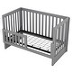 preview thumbnail 6 of 7, Gray Convertible Wooden Platform Bed with Changing Table