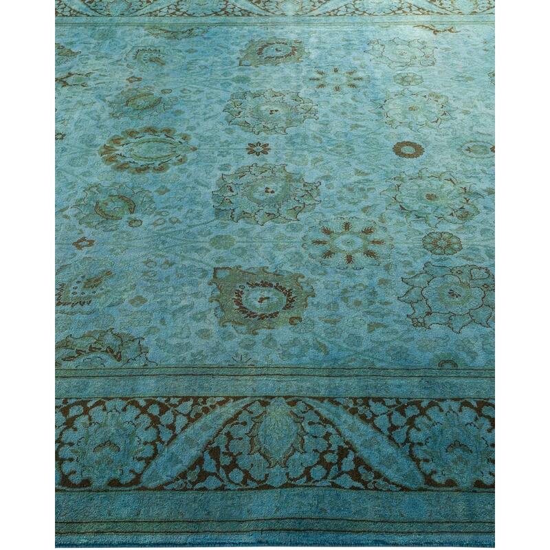 Overton Hand Knotted Wool Vintage Inspired Modern Contemporary Overdyed Blue Area Rug - 6' 1" x 9' 0"