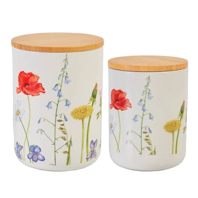Storage Canisters With Bamboo Lids 2 Piece Set Wildflower - 12