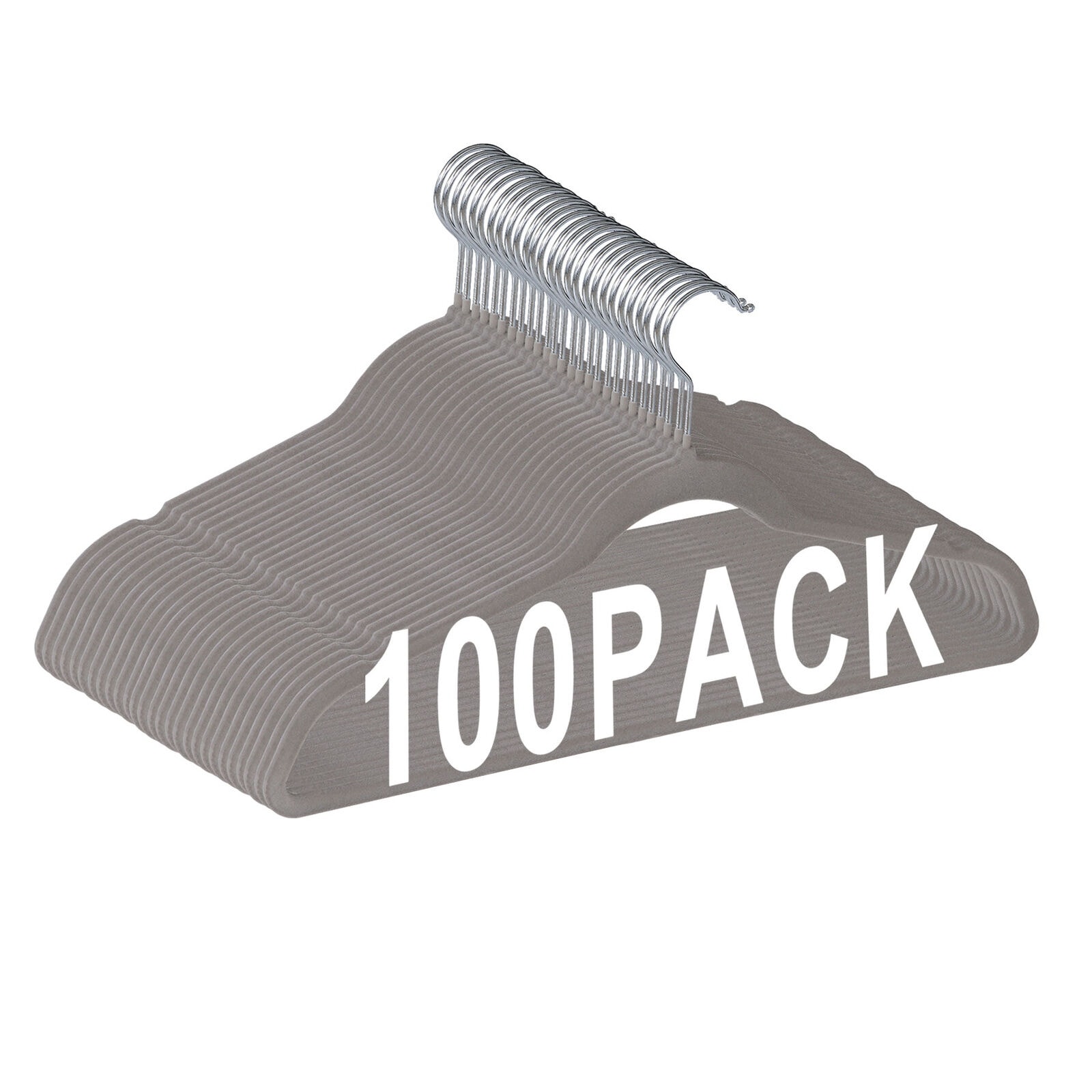 100 Non Slip Velvet Hangers Premium Grey with 360 Degree Swivel Hook - Bed  Bath & Beyond - 39406214