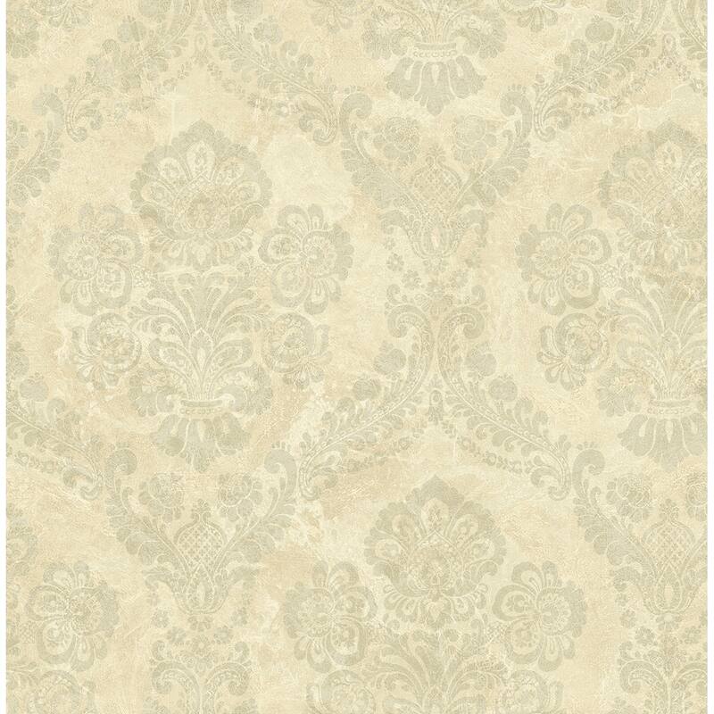 Seabrook Designs Mercer Damask Unpasted Wallpaper - 20.5 in. W x 33 ft. L - Beige