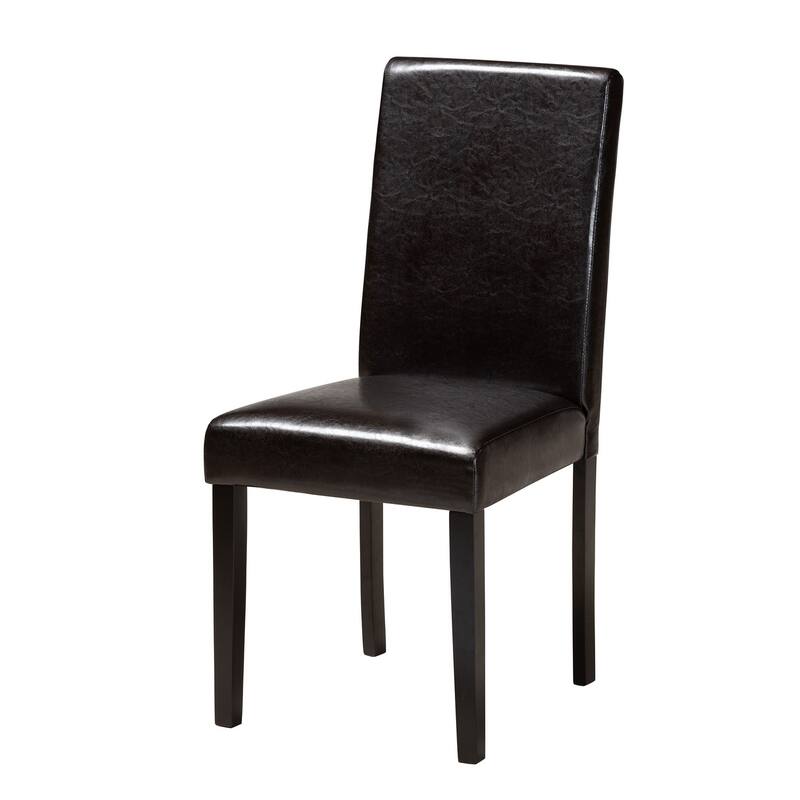 Modern 7-Piece Dining Set - Faux Leather Chairs & Wood Table - Brown Dining Room Furniture