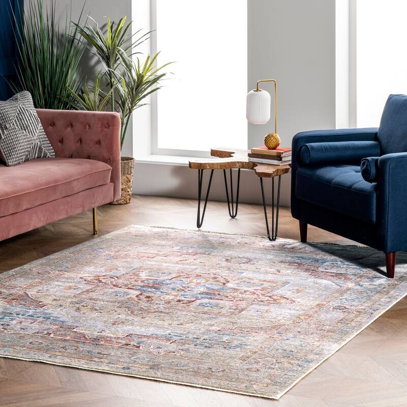 Nuloom Jayden Cardinal Medallion Faded Area Rug - 4' x 6' - Beige - Rectangle