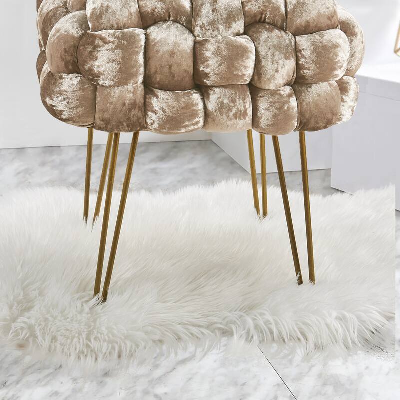 Home Soft Things Crushed Velvet Pouf Stool Ottoman