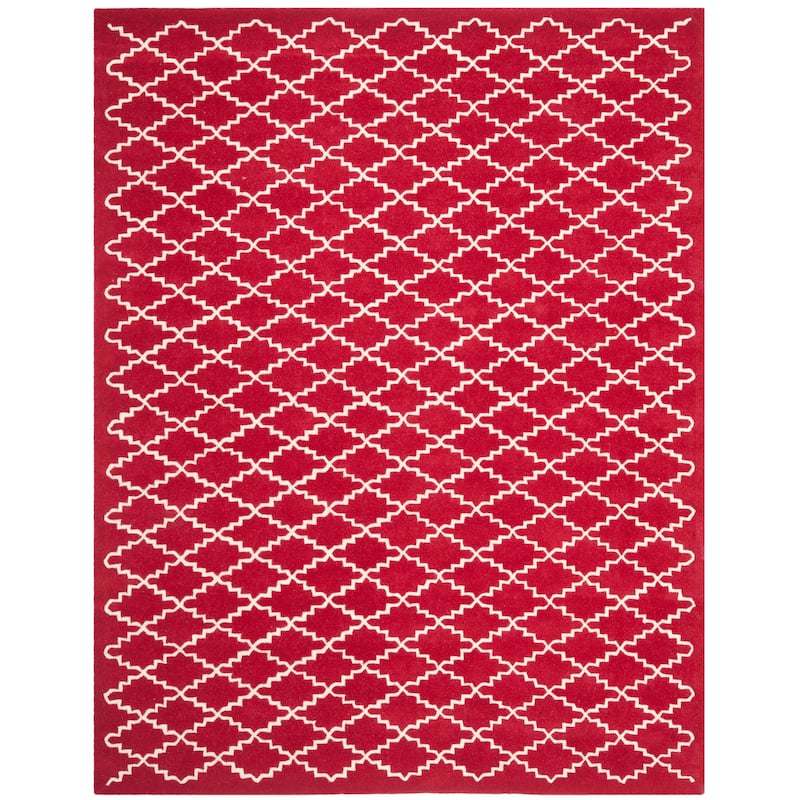SAFAVIEH Handmade Chatham Carlota Modern Moroccan Wool Rug - 6' x 9' - Red/Ivory - Rectangle