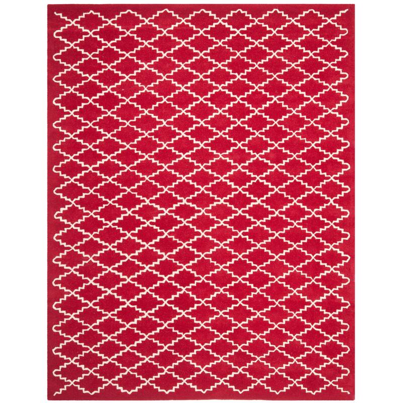 SAFAVIEH Handmade Chatham Slavna Modern Moroccan Wool Rug - 8' x 10' - Red/Ivory