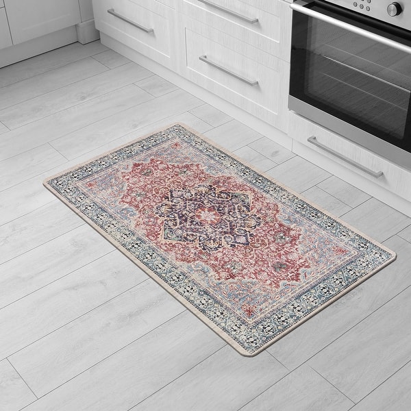 World Rug Gallery Transitional Medallion Cushioned Anti-Fatigue Mat - 18 in. X 30 in.