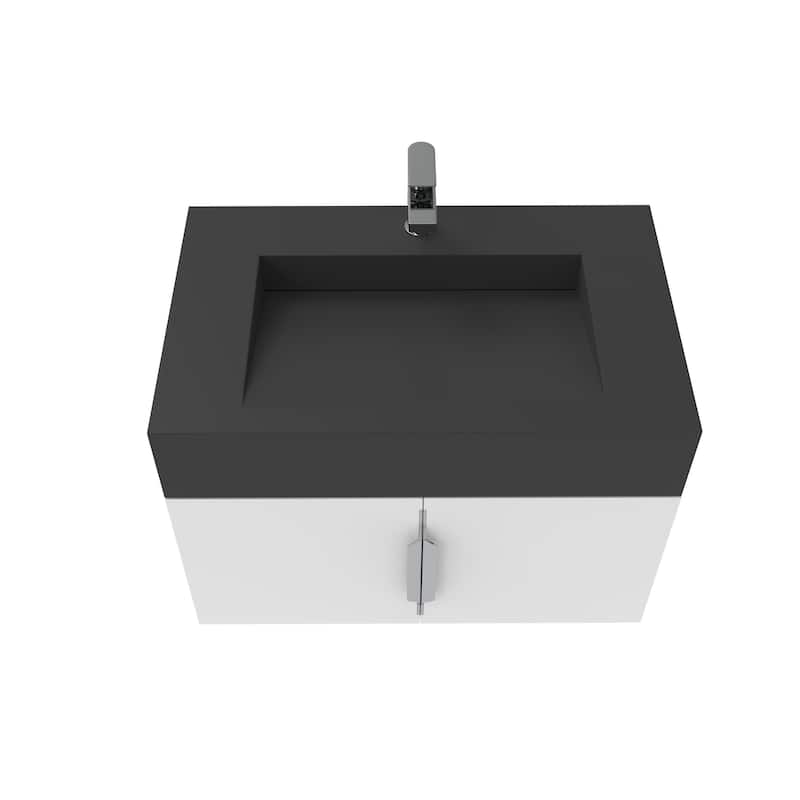 Nile 30-Inch Wall Mounted Bathroom Vanity Set w/ Black Top