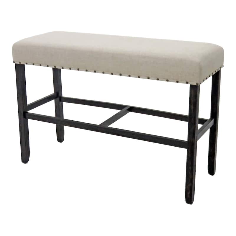 Furniture of America Tays Rustic Linen Fabric 44-inch Counter Bench