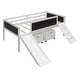 preview thumbnail 9 of 17, Climbing Frame & Rope Design Loft Bed with Slide and Double-sided Chalkboard, Twin size, White