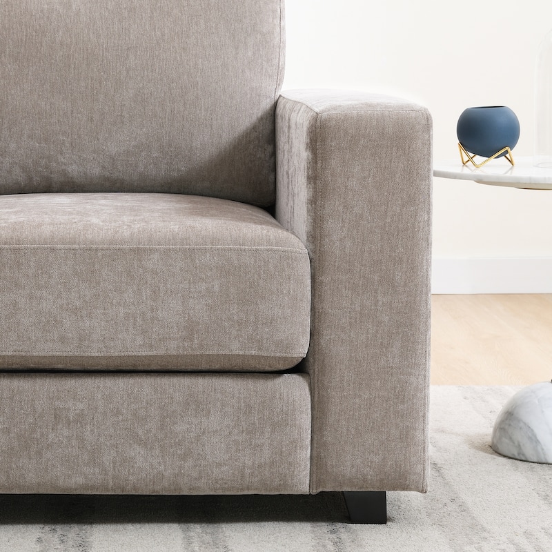 Chenille Armchair with 7" Thick Cushion and Washable Covers