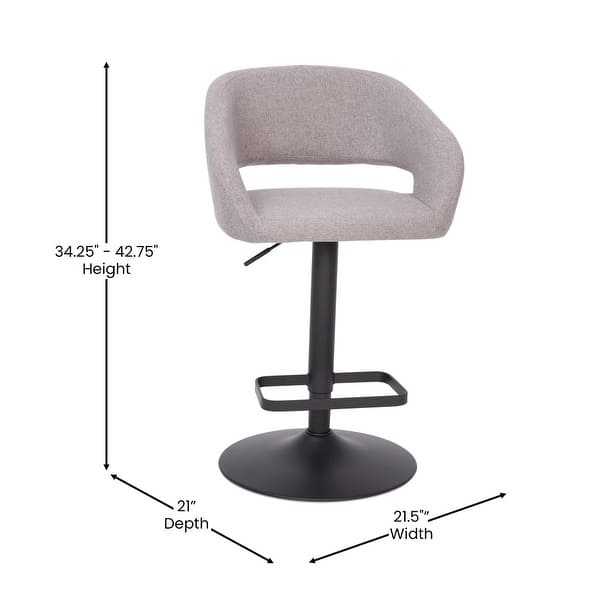 dimension image slide 11 of 18, Vinyl Adjustable Height Barstool with Rounded Mid-Back