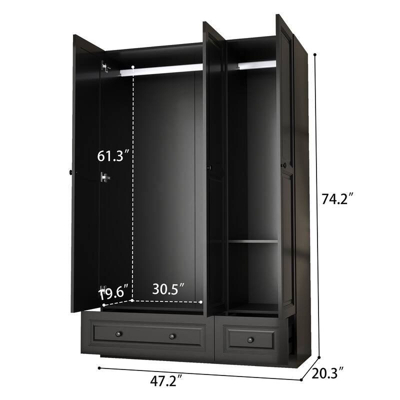 74" Armoire Wardrobes Closet Storage Cabinet