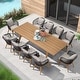preview thumbnail 20 of 20, PURPLE LEAF Outdoor Dining Set for Garden Deck Wicker Table and Chairs Set-11 Piece Teak(11 Pcs Rectangular Teak Table)